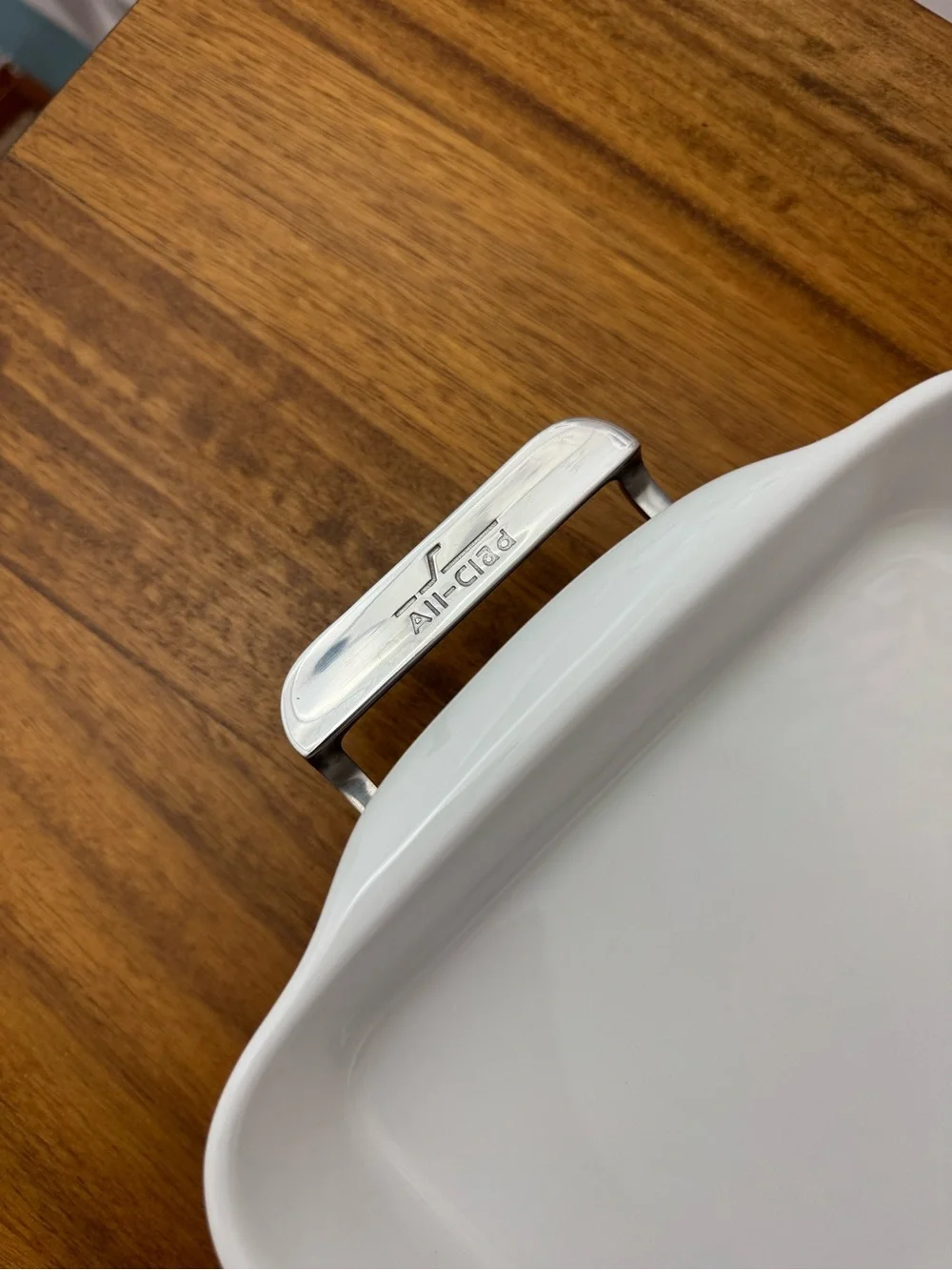 All-Clad Ceramic Rectangular Baking Dish with Stainless Steel Caddy